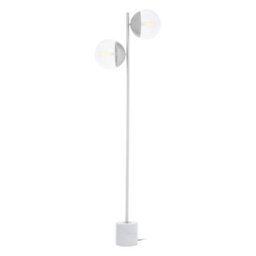 Premier Housewares Interiors By Premier Sturdy Chrome Finish 2 Light Floor Lamp, Minimalist Bedroom Lamp, Double Glass Globe Tall Lamp On Floor - thumbnail 1