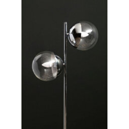 Premier Housewares Interiors By Premier Sturdy Chrome Finish 2 Light Floor Lamp, Minimalist Bedroom Lamp, Double Glass Globe Tall Lamp On Floor - thumbnail 5