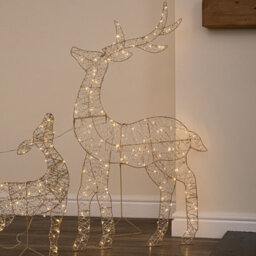Samuel Alexander 1M Light Up Gold Twist Christmas Reindeer Family Set With 310 Warm White Leds - thumbnail 3