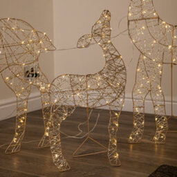Samuel Alexander 1M Light Up Gold Twist Christmas Reindeer Family Set With 310 Warm White Leds - thumbnail 4