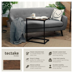 Tectake Bedside Table Cardiff - Industrial Style, 55.5 X 35 X 67 Cm - Industrial Wood Dark, Rustic - thumbnail 2