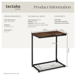 Tectake Bedside Table Cardiff - Industrial Style, 55.5 X 35 X 67 Cm - Industrial Wood Dark, Rustic - thumbnail 6