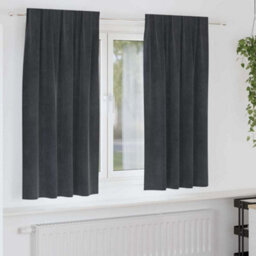 Berkfield Blackout Curtains With Top Tape 2 Pcs Light Grey Velvet - thumbnail 1