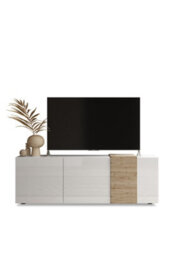 FurniComp LTD Furnicomp Seville 3 Door White Gloss And Cadiz Oak Tv Unit - thumbnail 3