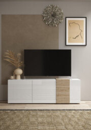 FurniComp LTD Furnicomp Seville 3 Door White Gloss And Cadiz Oak Tv Unit - thumbnail 1