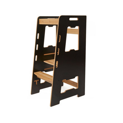 Jerenss Montessori Toddler Learning Tower: Step Stool For Kitchen Helper Kids Toddlers (2-6) Black Natural - image 1