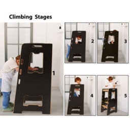 Jerenss Montessori Toddler Learning Tower: Step Stool For Kitchen Helper Kids Toddlers (2-6) Black Natural - thumbnail 6
