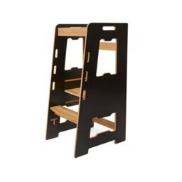 Jerenss Montessori Toddler Learning Tower: Step Stool For Kitchen Helper Kids Toddlers (2-6) Black Natural