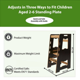 Jerenss Montessori Toddler Learning Tower: Step Stool For Kitchen Helper Kids Toddlers (2-6) Black Natural - thumbnail 5
