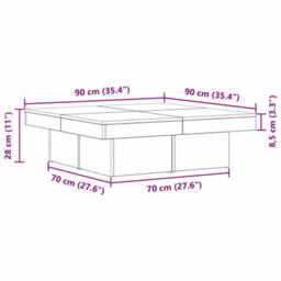 Berkfield Black Oak Coffee Table 90X90X28 Cm Made From Engineered Wood - thumbnail 9