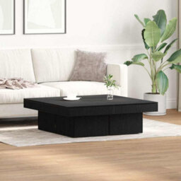Berkfield Black Oak Coffee Table 90X90X28 Cm Made From Engineered Wood - thumbnail 1