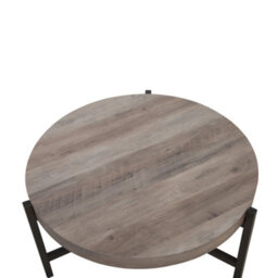 Beliani Round Coffee Table 70Cm Taupe Wood-Look Top Black Metal Legs - thumbnail 3