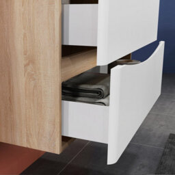 Sline 500mm Wall-Hung White Bathroom Vanity Unit With Integrated Sink,2 Soft-Close Drawers For Storage - thumbnail 6