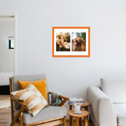 14X11 Inch 2 Opening Photo Collage Frame, Display Two 8X6 Inch Photos, Multi Aperture Family Picture Frame, Orange - thumbnail 3