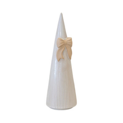 Four Candle Large Stoneglazed Striped Tree With Bow Detail - image 1
