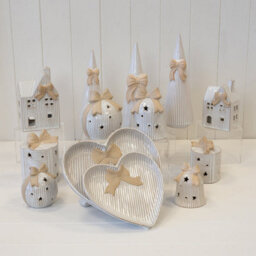 Four Candle Large Stoneglazed Striped Tree With Bow Detail - thumbnail 4