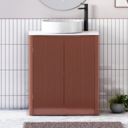 Royal Bathrooms Avenza 800mm Terracotta Clay Floor Standing Bathroom Vanity Unit 2 Door With Art Round Basin