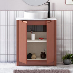 Royal Bathrooms Avenza 800mm Terracotta Clay Floor Standing Bathroom Vanity Unit 2 Door With Art Round Basin - thumbnail 5