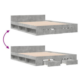 Berkfield Bed Frame With Drawers Without Mattress Concrete Grey 160X200 Cm - thumbnail 7