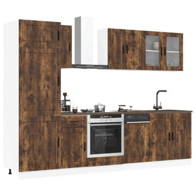 Berkfield 8 Piece Kitchen Cabinet Set Porto Smoked Oak Engineered Wood - image 1