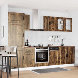 Berkfield 8 Piece Kitchen Cabinet Set Porto Smoked Oak Engineered Wood - thumbnail 3