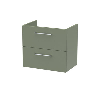 Hudson Reed Arno 600mm Wall Hung 2-Drawer Unit-Satin Green - image 1