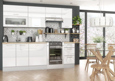 Impact Furniture Kitchen Cabinets Set White Gloss 7 Units 240Cm Package Modern Soft Close Drawer Flat Pack Ella - image 1