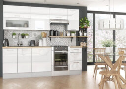 Impact Furniture Kitchen Cabinets Set White Gloss 7 Units 240Cm Package Modern Soft Close Drawer Flat Pack Ella - thumbnail 1