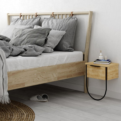 Decortie Norfolk Modern Bedside Table Nightstand 33Cm Bedroom Storage Oak H 44Cm - image 1