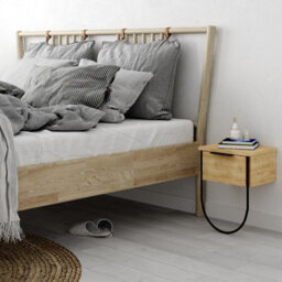 Decortie Norfolk Modern Bedside Table Nightstand 33Cm Bedroom Storage Oak H 44Cm - thumbnail 1