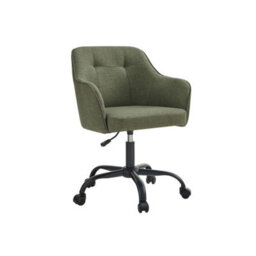 Songmics Height Adjustable Desk Chair, Swivel Office Chair With Arms, Cotton-Linen Fabric Vanity Seat, Olive Green - thumbnail 8