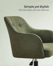 Songmics Height Adjustable Desk Chair, Swivel Office Chair With Arms, Cotton-Linen Fabric Vanity Seat, Olive Green - thumbnail 4