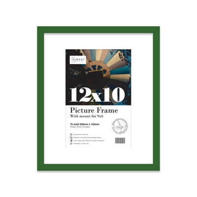 "12X10"" Green Frame With Mount For 9X6"" Pictures 20mm Slim Edge Portrait And Landscape Display With Wall Hooks And Kickstand" - image 1