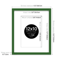 "12X10"" Green Frame With Mount For 9X6"" Pictures 20mm Slim Edge Portrait And Landscape Display With Wall Hooks And Kickstand" - thumbnail 2