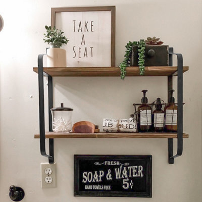 Fativo  2 Tiers Large Floating Shelves Classic Hanging Wall Mounted Display Rack - image 1