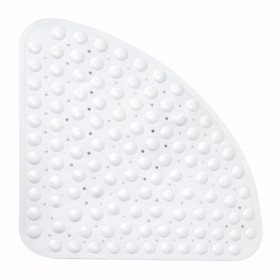 Shopnbits Corner Shower Mat Non Slip 54X54Cm Quadrant Shower Mat Anti Slip Anti Mould With Suction Cups White Bathroom Mat - image 1