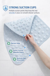 Shopnbits Corner Shower Mat Non Slip 54X54Cm Quadrant Shower Mat Anti Slip Anti Mould With Suction Cups White Bathroom Mat - thumbnail 8