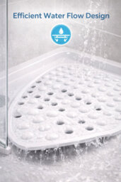 Shopnbits Corner Shower Mat Non Slip 54X54Cm Quadrant Shower Mat Anti Slip Anti Mould With Suction Cups White Bathroom Mat - thumbnail 3
