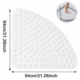 Shopnbits Corner Shower Mat Non Slip 54X54Cm Quadrant Shower Mat Anti Slip Anti Mould With Suction Cups White Bathroom Mat - thumbnail 7
