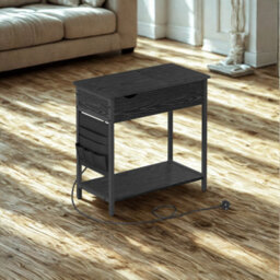Slim Smart Bedside End Table With Power And Usb Outlets Black - thumbnail 7