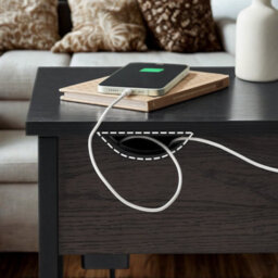 Slim Smart Bedside End Table With Power And Usb Outlets Black - thumbnail 2