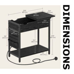 Slim Smart Bedside End Table With Power And Usb Outlets Black - thumbnail 9