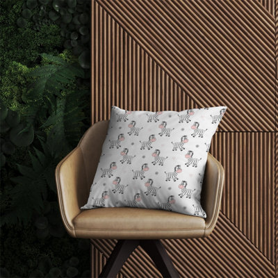 Warren Reed Designer Cute Hand Drawn Zebra Outdoor Cushion 60Cm X 60Cm