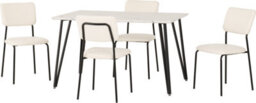 Seconique Marlow White Marble Effect Dining Table With 4 Sheldon Ivory Boucle Fabric Chairs - thumbnail 2
