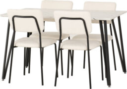 Seconique Marlow White Marble Effect Dining Table With 4 Sheldon Ivory Boucle Fabric Chairs - thumbnail 3