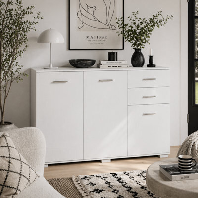 Wyld Haus Fini Refa White Modern Sideboard - 2 Drawers, 3 Doors, Adjustable Shelf - 106W X 35D X 76H Cm - image 1