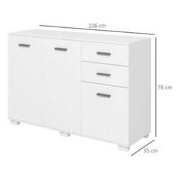 Wyld Haus Fini Refa White Modern Sideboard - 2 Drawers, 3 Doors, Adjustable Shelf - 106W X 35D X 76H Cm - thumbnail 4