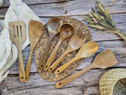 Unbranded Natural 30Cm 7 Piece Acacia Wood Kitchen Utensil Set - thumbnail 4
