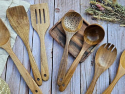 Unbranded Natural 30Cm 7 Piece Acacia Wood Kitchen Utensil Set - thumbnail 5