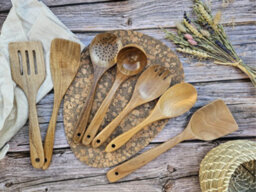 Unbranded Natural 30Cm 7 Piece Acacia Wood Kitchen Utensil Set - thumbnail 6
